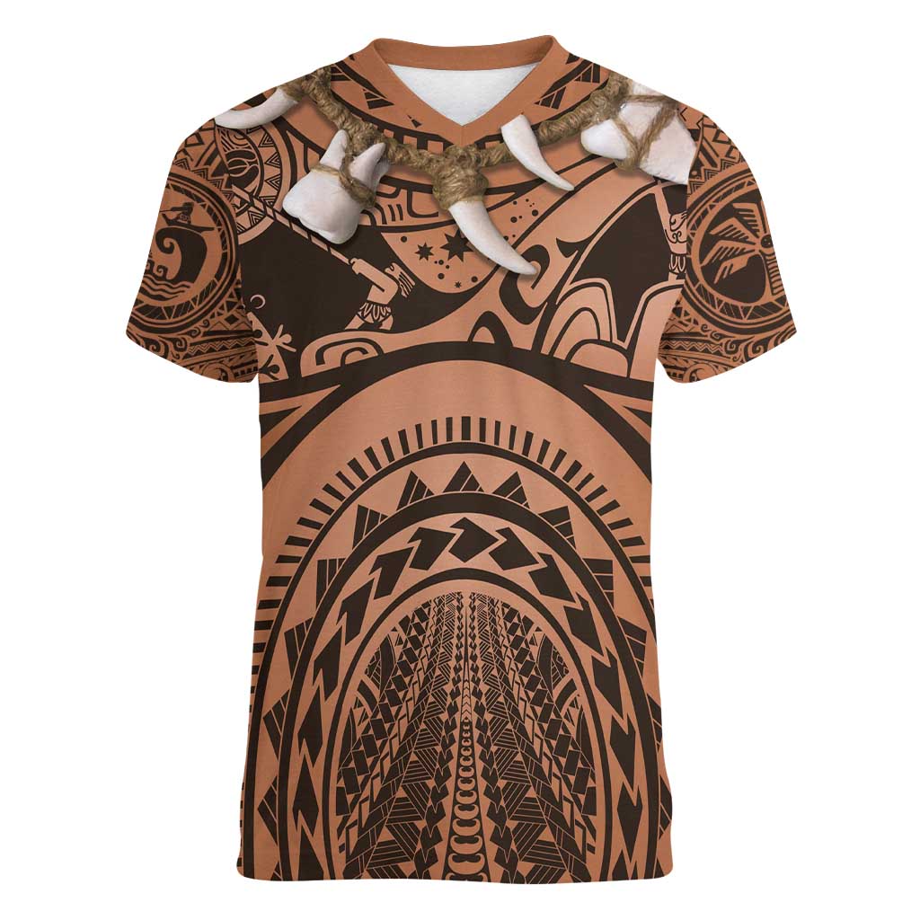Polynesia Maui Tattoo Inspired Cosplay Costume Women V-Neck T-Shirt