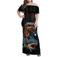 Hawaii Ikaika Family Matching Off Shoulder Maxi Dress and Hawaiian Shirt Hawaiian Mythic Koa Tribal Warrior