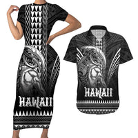 Hawaiian Ikaika Warrior Couples Matching Short Sleeve Bodycon Dress and Hawaiian Shirt Tribal Pattern