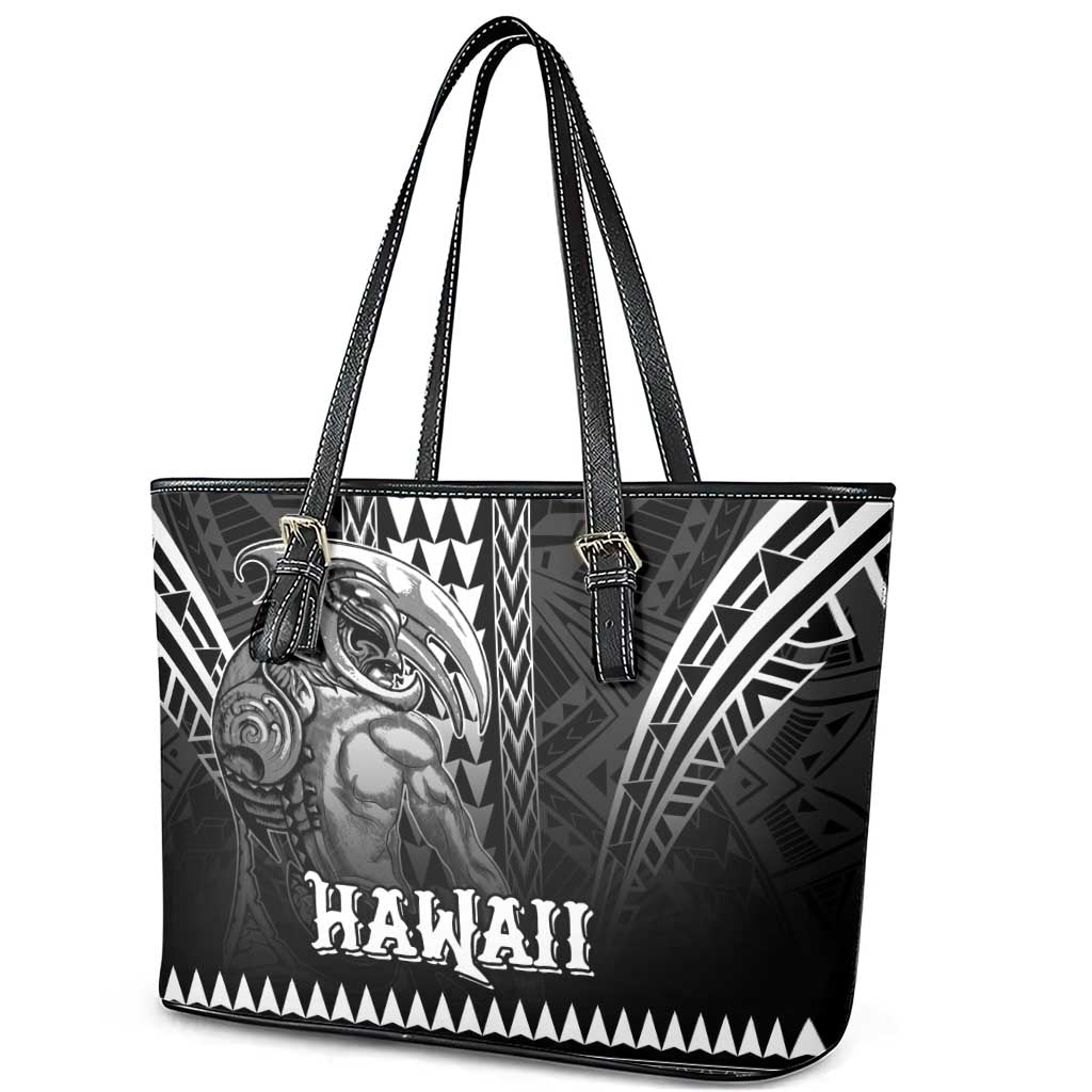 Hawaiian Ikaika Warrior Leather Tote Bag Tribal Pattern