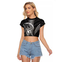 Hawaiian Ikaika Warrior Raglan Cropped T Shirt Tribal Pattern