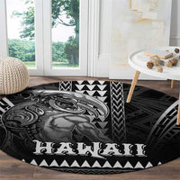 Hawaiian Ikaika Warrior Round Carpet Tribal Pattern