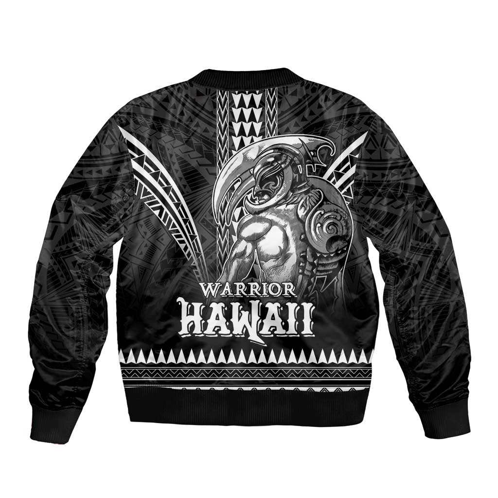 Hawaiian Ikaika Warrior Sleeve Zip Bomber Jacket Tribal Pattern