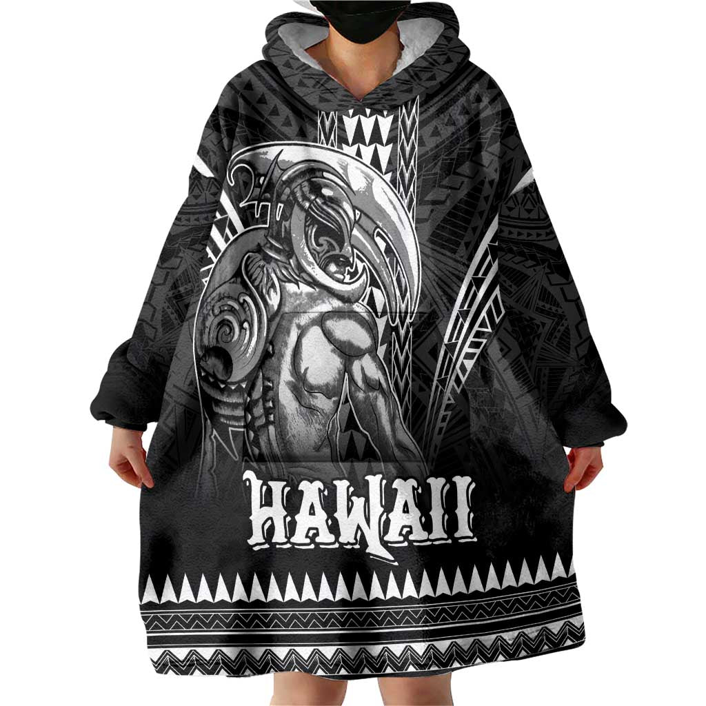 Hawaiian Ikaika Warrior Wearable Blanket Hoodie Tribal Pattern