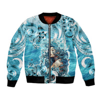 Hawaii Namaka Goddess Of The Sea Bomber Jacket Polynesian Style LT05 Unisex Turquoise - Polynesian Pride