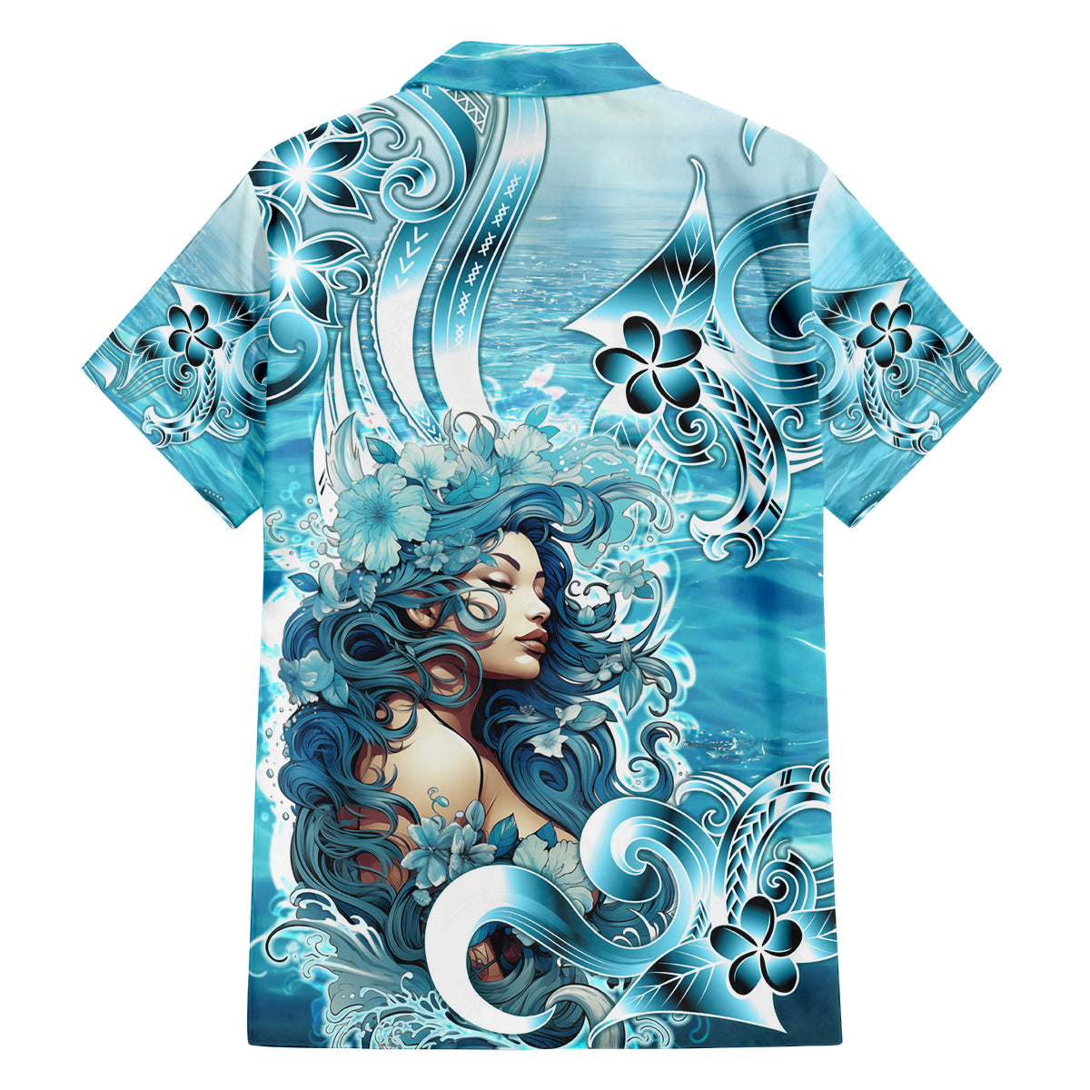 Hawaii Namaka Goddess Of The Sea Family Matching Long Sleeve Bodycon Dress and Hawaiian Shirt Polynesian Style LT05 - Polynesian Pride