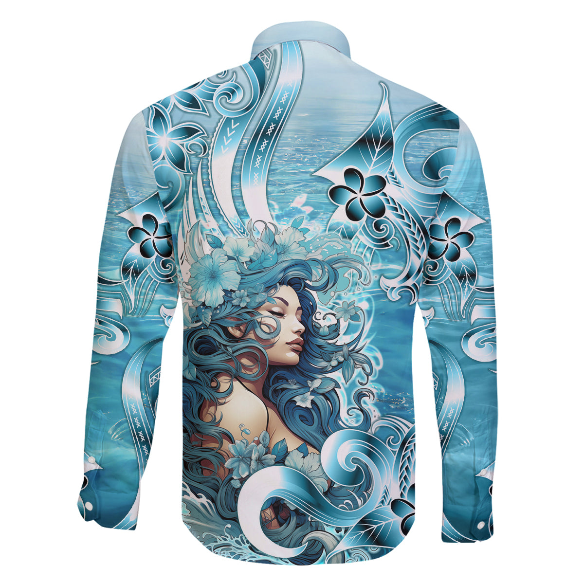 Hawaii Namaka Goddess Of The Sea Family Matching Off Shoulder Maxi Dress and Hawaiian Shirt Polynesian Style LT05 - Polynesian Pride