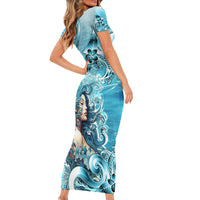 Hawaii Namaka Goddess Of The Sea Short Sleeve Bodycon Dress Polynesian Style LT05 - Polynesian Pride