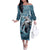 Hawaiian Shark God Kamohoalii Family Matching Off Shoulder Long Sleeve Dress and Hawaiian Shirt Polynesian Style LT05 Mom's Dress Blue - Polynesian Pride