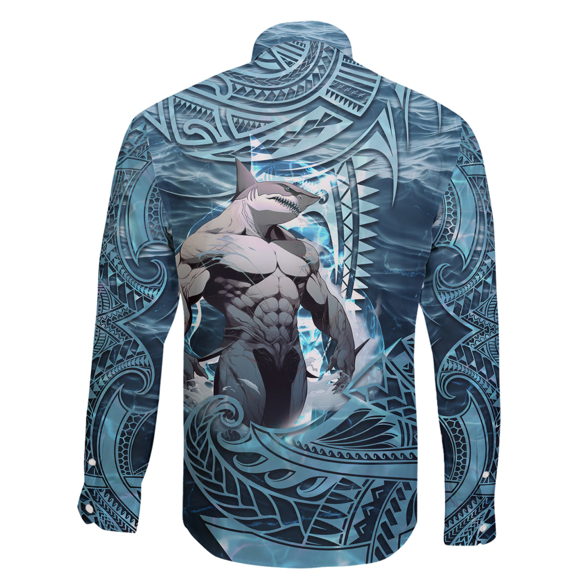 Hawaiian Shark God Kamohoalii Family Matching Short Sleeve Bodycon Dress and Hawaiian Shirt Polynesian Style LT05 - Polynesian Pride
