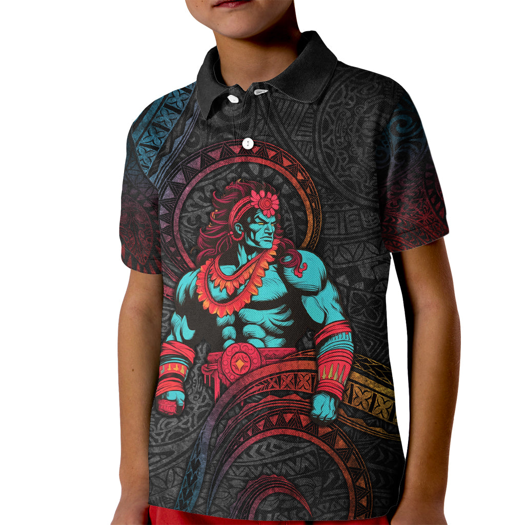Hawaiian Demigod Maui Kid Polo Shirt Polynesian Mythology LT05 Kid Black - Polynesian Pride
