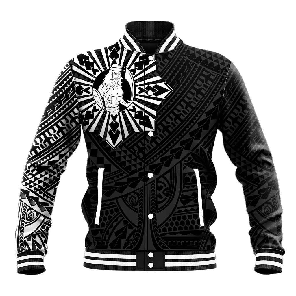 Philippines Tribal Baseball Jacket King Lapu Lapu Black Version LT05 Unisex Black - Polynesian Pride