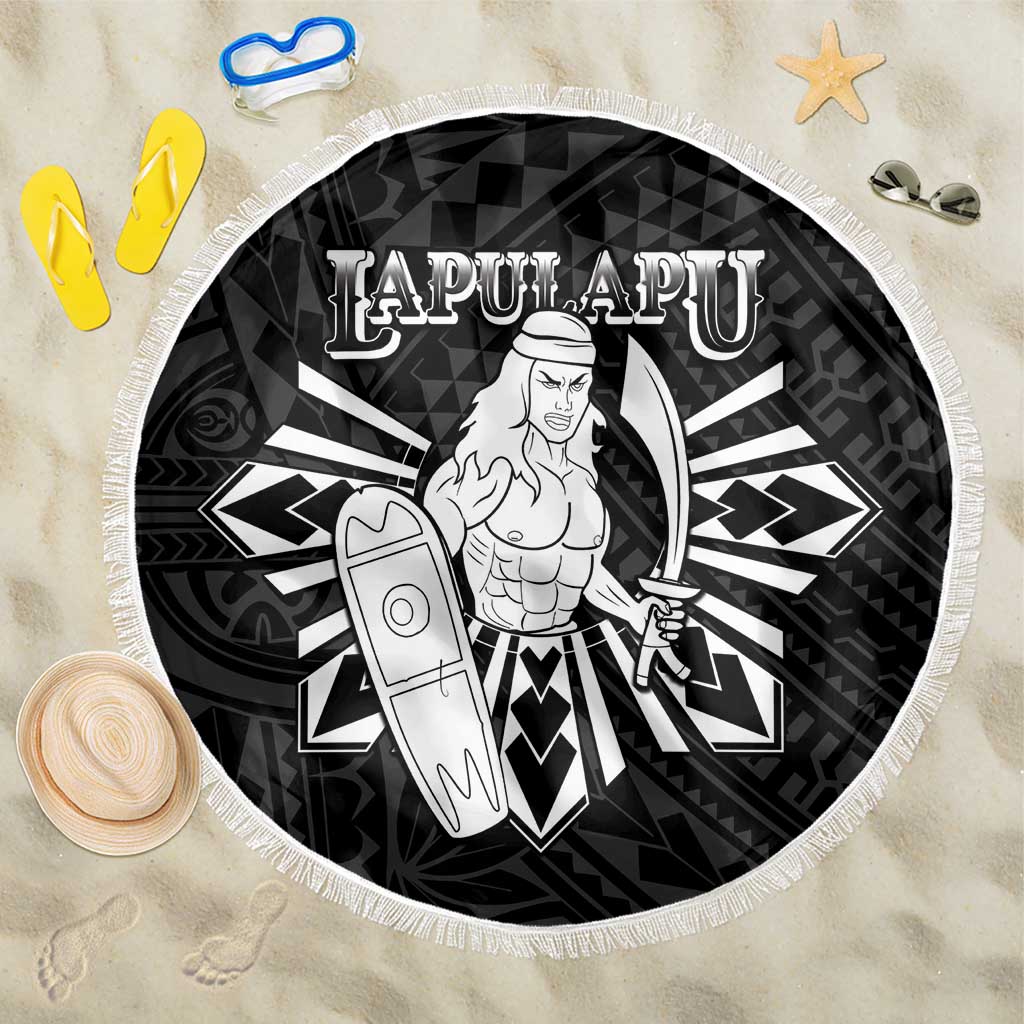 Philippines Tribal Beach Blanket King Lapu Lapu Black Version LT05 One Size 150cm Black - Polynesian Pride