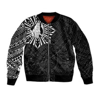 Philippines Tribal Bomber Jacket King Lapu Lapu Black Version LT05 Unisex Black - Polynesian Pride