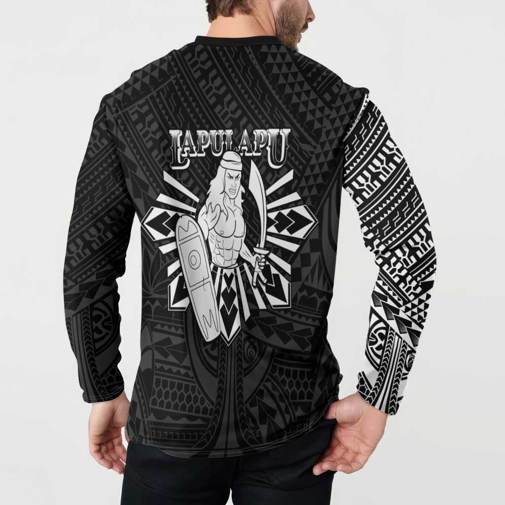 Philippines Tribal Button Sweatshirt King Lapu Lapu Black Version