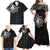 Philippines Tribal Family Matching Off Shoulder Maxi Dress and Hawaiian Shirt King Lapu Lapu Black Version