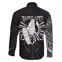 Philippines Tribal Family Matching Off Shoulder Short Dress and Hawaiian Shirt King Lapu Lapu Black Version