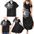 Philippines Tribal Family Matching Summer Maxi Dress and Hawaiian Shirt King Lapu Lapu Black Version