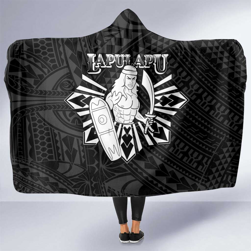 Philippines Tribal Hooded Blanket King Lapu Lapu Black Version LT05 One Size Black - Polynesian Pride