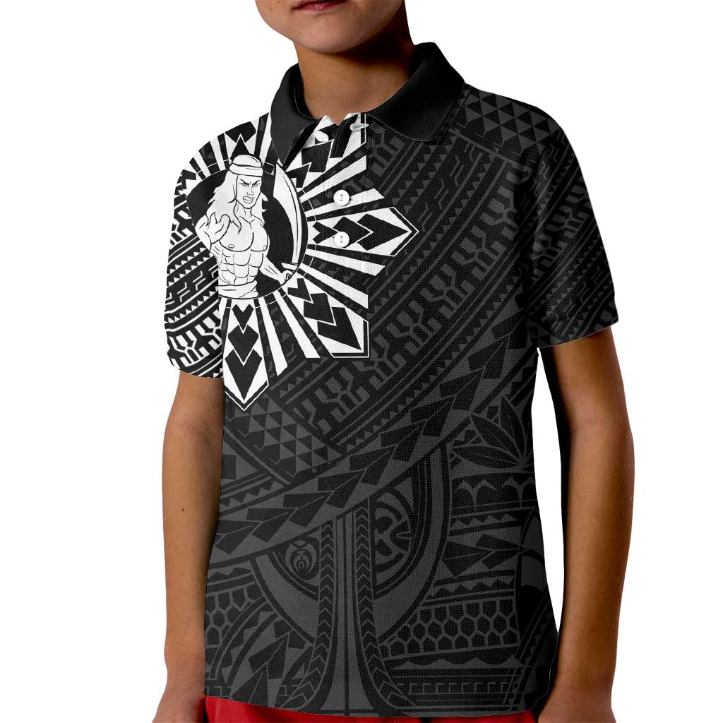 Philippines Tribal Kid Polo Shirt King Lapu Lapu Black Version LT05 Kid Black - Polynesian Pride