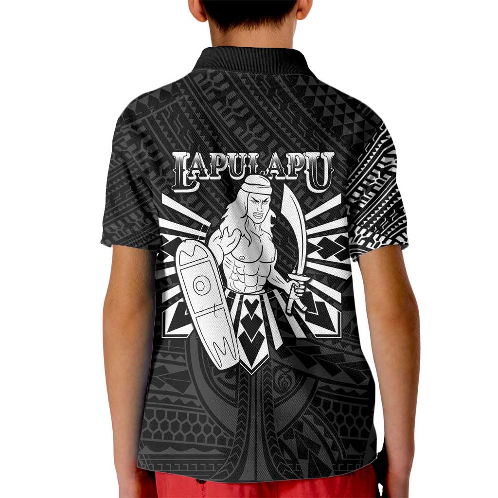 Philippines Tribal Kid Polo Shirt King Lapu Lapu Black Version