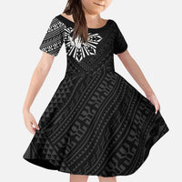 Philippines Tribal Kid Short Sleeve Dress King Lapu Lapu Black Version