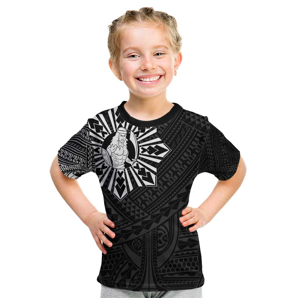 Philippines Tribal Kid T Shirt King Lapu Lapu Black Version LT05 Black - Polynesian Pride