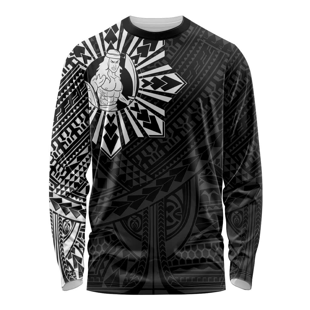 Philippines Tribal Long Sleeve Shirt King Lapu Lapu Black Version LT05 Unisex Black - Polynesian Pride
