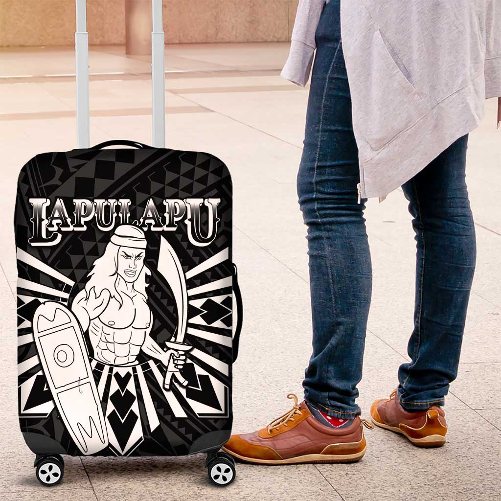 Philippines Tribal Luggage Cover King Lapu Lapu Black Version LT05 Black - Polynesian Pride