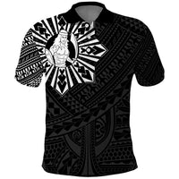 Philippines Tribal Polo Shirt King Lapu Lapu Black Version