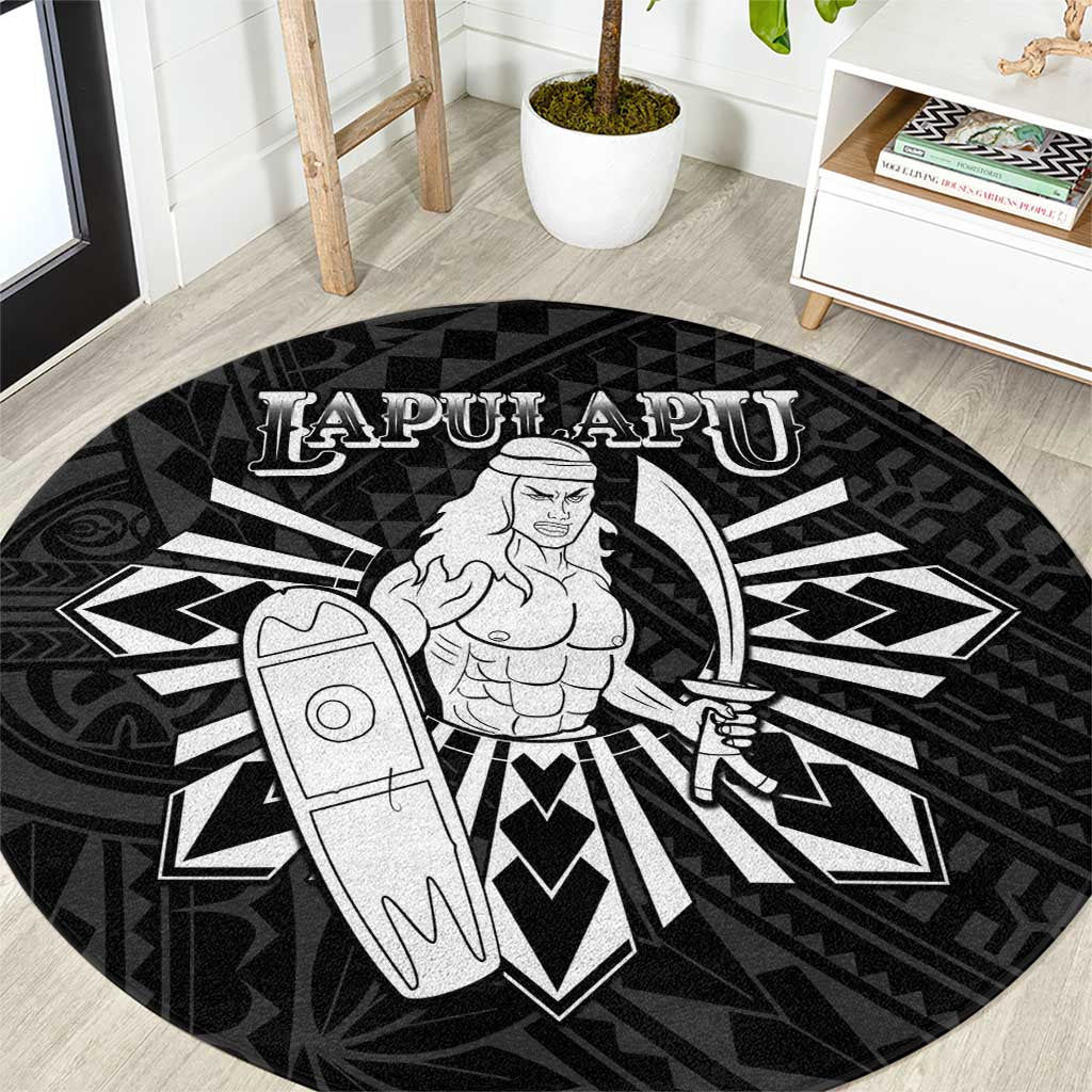 Philippines Tribal Round Carpet King Lapu Lapu Black Version LT05 Black - Polynesian Pride
