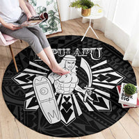 Philippines Tribal Round Carpet King Lapu Lapu Black Version