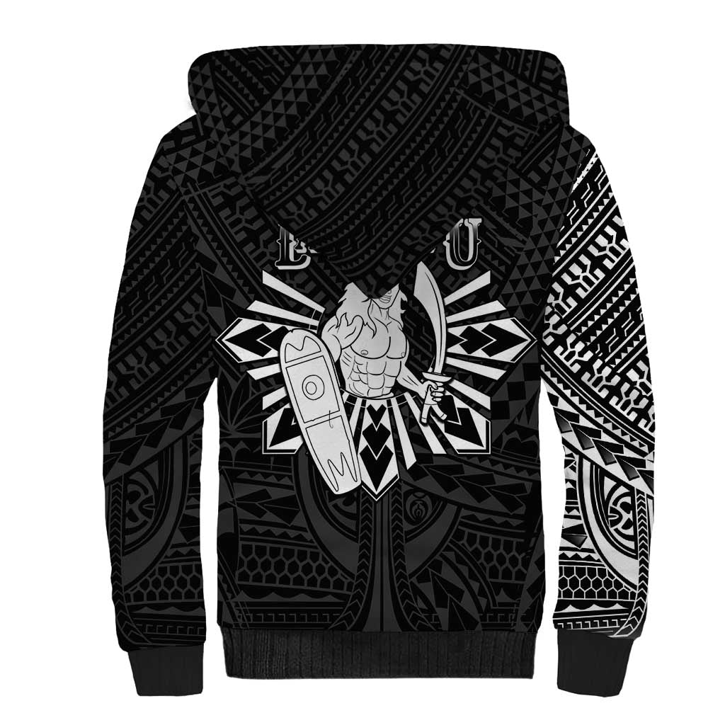 Philippines Tribal Sherpa Hoodie King Lapu Lapu Black Version