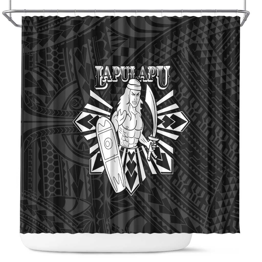 Philippines Tribal Shower Curtain King Lapu Lapu Black Version LT05 Black - Polynesian Pride