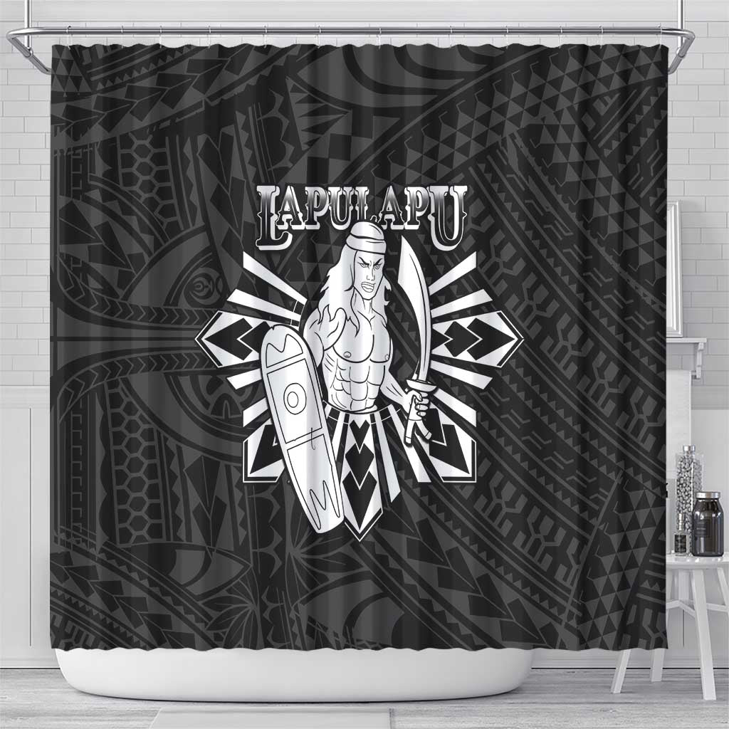 Philippines Tribal Shower Curtain King Lapu Lapu Black Version LT05 - Polynesian Pride