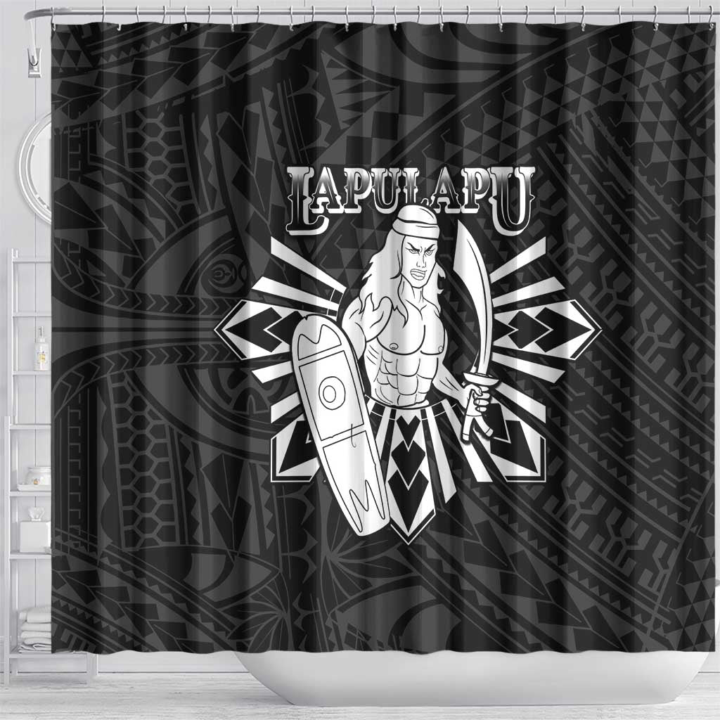 Philippines Tribal Shower Curtain King Lapu Lapu Black Version LT05 - Polynesian Pride
