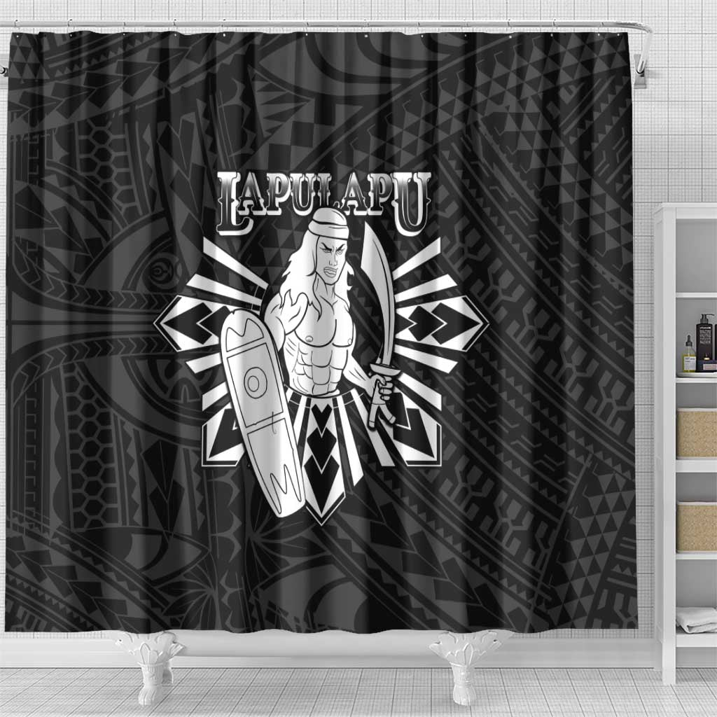 Philippines Tribal Shower Curtain King Lapu Lapu Black Version LT05 - Polynesian Pride