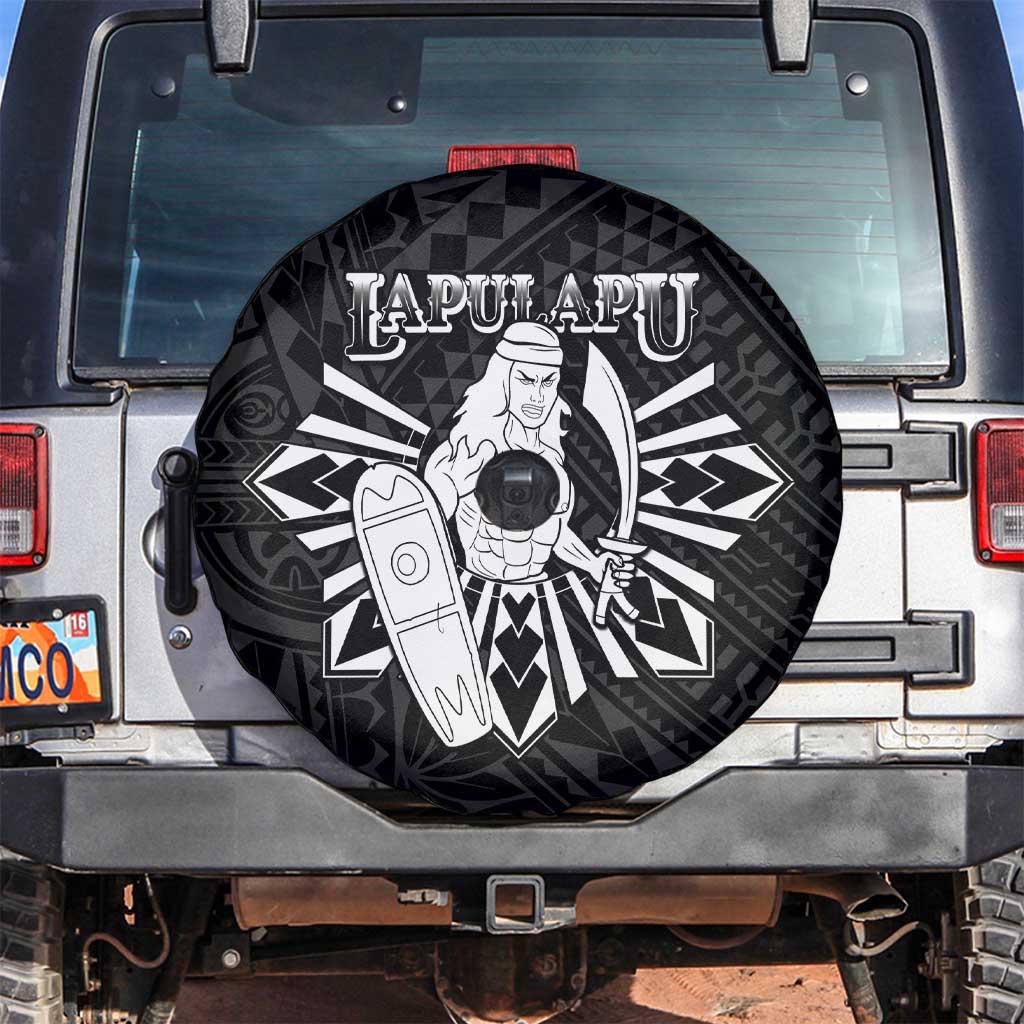Philippines Tribal Spare Tire Cover King Lapu Lapu Black Version LT05 Black - Polynesian Pride