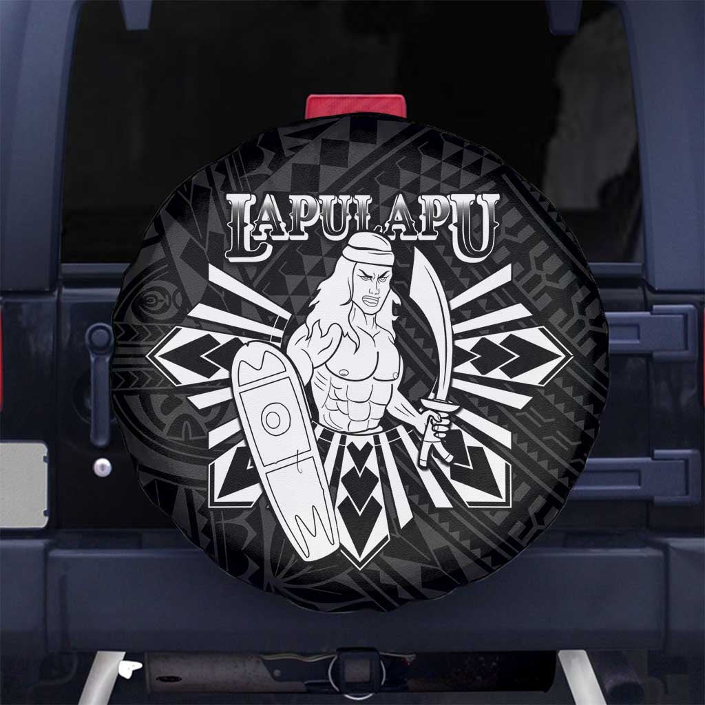 Philippines Tribal Spare Tire Cover King Lapu Lapu Black Version LT05 No hole Black - Polynesian Pride