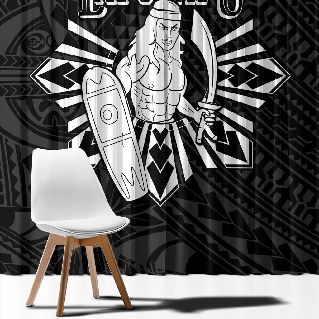 Philippines Tribal Window Curtain King Lapu Lapu Black Version
