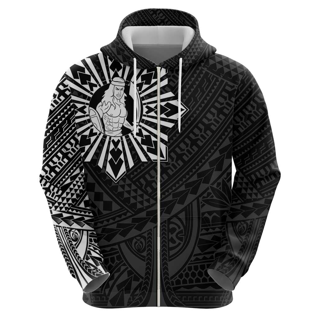 Philippines Tribal Zip Hoodie King Lapu Lapu Black Version LT05 - Polynesian Pride