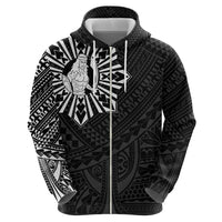Philippines Tribal Zip Hoodie King Lapu Lapu Black Version LT05 - Polynesian Pride