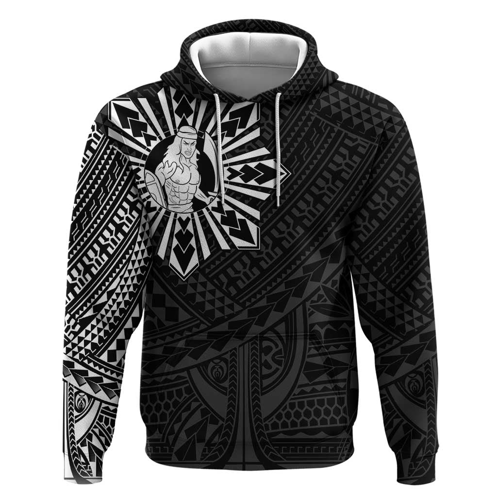 Philippines Tribal Zip Hoodie King Lapu Lapu Black Version LT05 Pullover Hoodie Black - Polynesian Pride