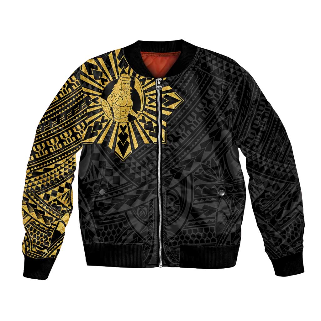Philippines Tribal Bomber Jacket King Lapu Lapu Gold Version LT05 Unisex Gold - Polynesian Pride