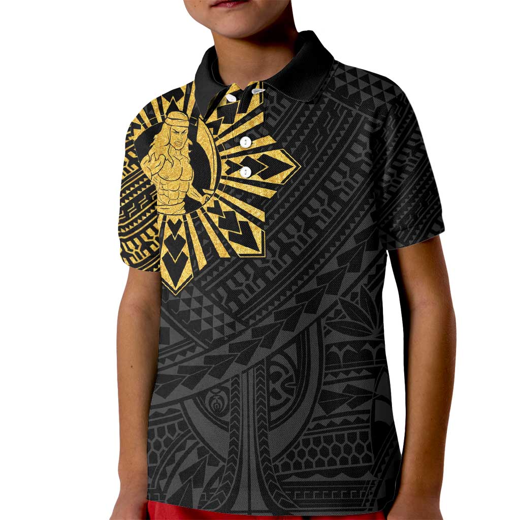 Philippines Tribal Kid Polo Shirt King Lapu Lapu Gold Version LT05 Kid Gold - Polynesian Pride
