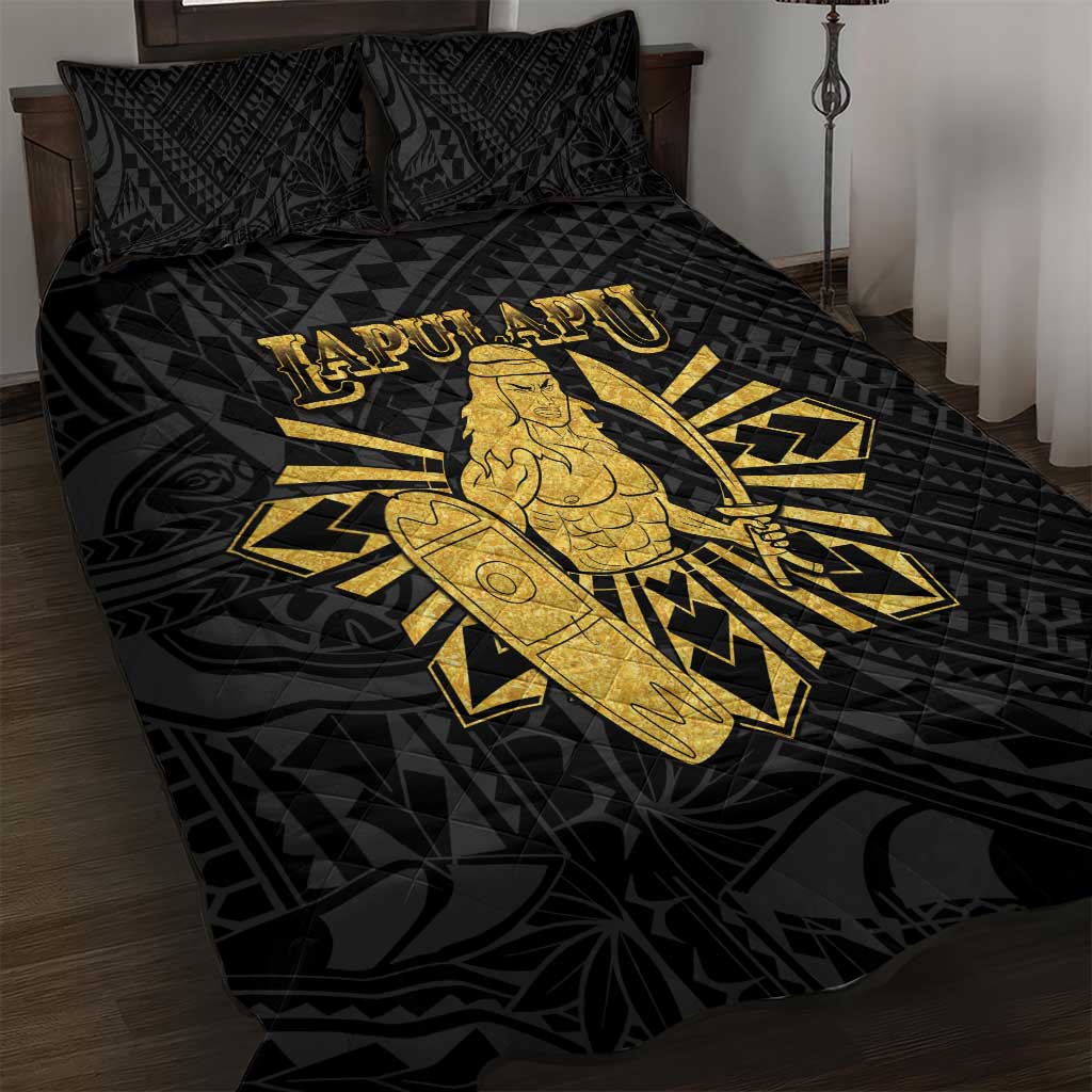 Philippines Tribal Quilt Bed Set King Lapu Lapu Gold Version LT05 Gold - Polynesian Pride
