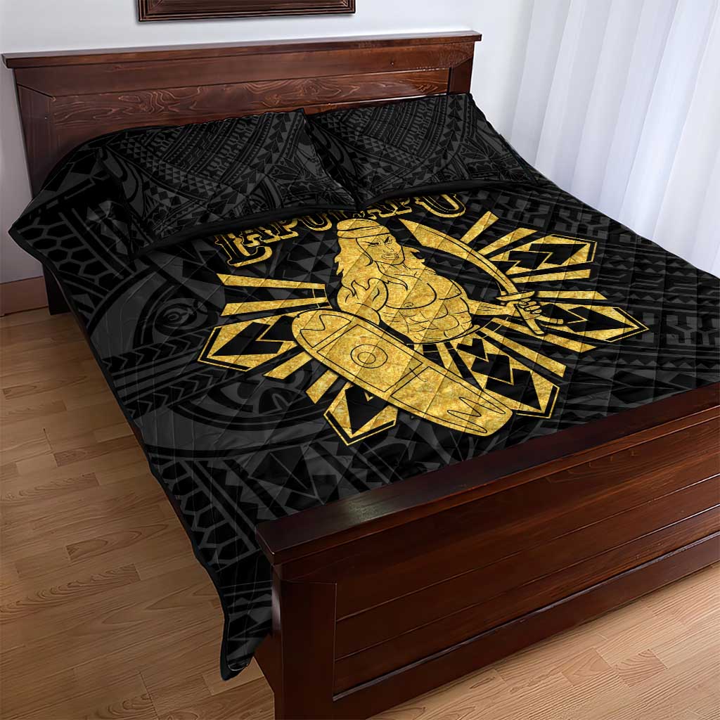 Philippines Tribal Quilt Bed Set King Lapu Lapu Gold Version