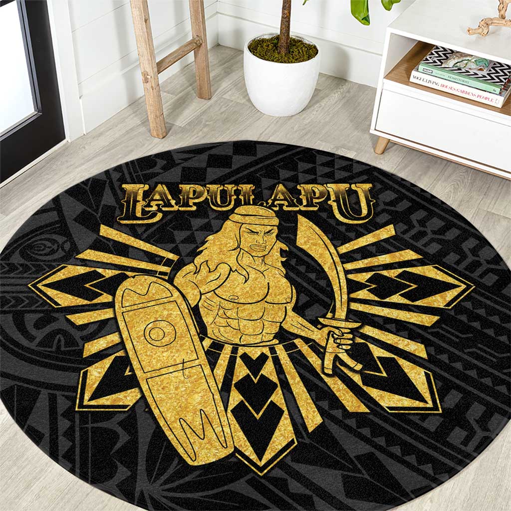 Philippines Tribal Round Carpet King Lapu Lapu Gold Version LT05 Gold - Polynesian Pride