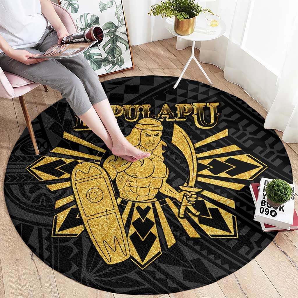 Philippines Tribal Round Carpet King Lapu Lapu Gold Version LT05 - Polynesian Pride