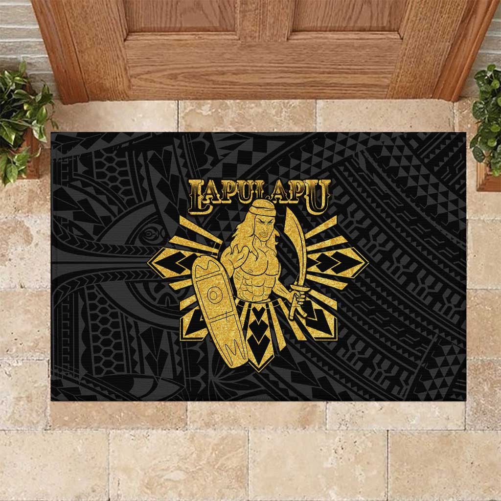 Philippines Tribal Rubber Doormat King Lapu Lapu Gold Version LT05 Gold - Polynesian Pride